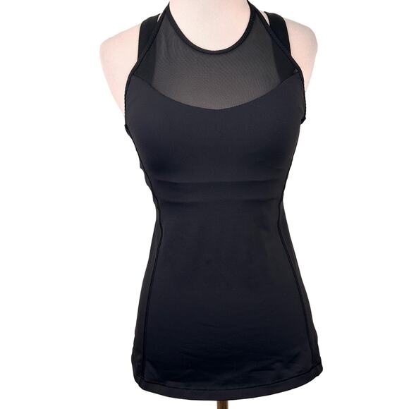 Lululemon Black Running In The City Mesh Halter Tank Size 4 - Picture 1 of 7